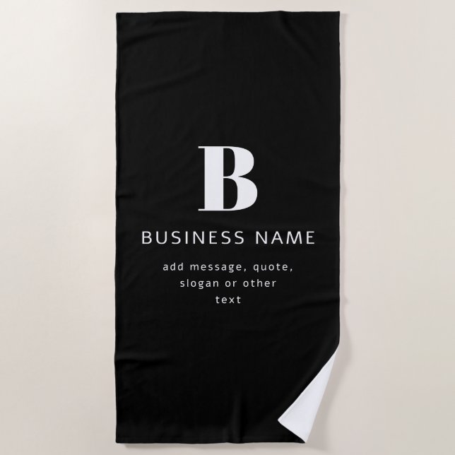 Create Business Name, Monogram & Additional Text Beach Towel (Front)