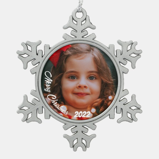 Create Cherished Memories With Your Personalised Snowflake Pewter Christmas Ornament (Front)