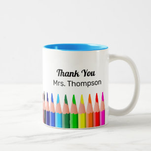 Create Colour Pencils  Teacher Thank You Two-Tone Coffee Mug