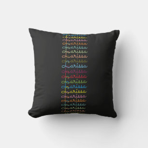 create colourful name typography black outdoor cushion