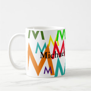 create colourful pattern of initial letters coffee mug
