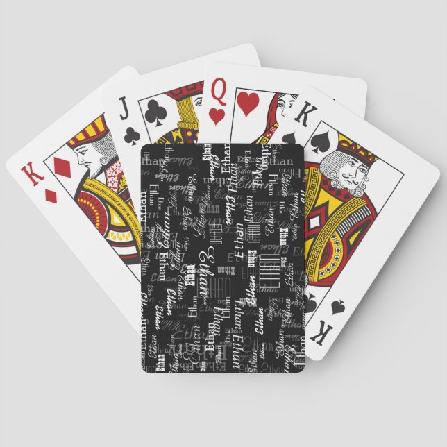 Create Cool B&W Playing Cards with Name (Back)