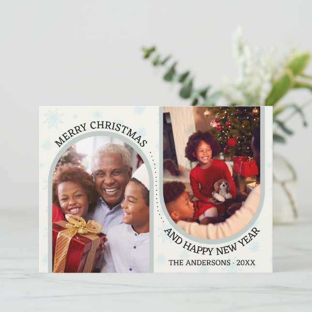 Create Custom Arch Photo Cream Christmas Holiday Card (Standing Front)