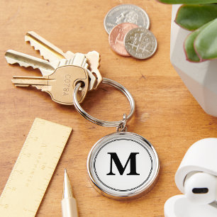Create Custom Black and White Monogram Keychain