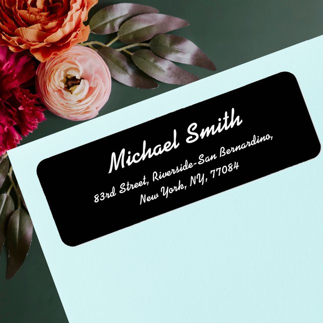 Create Custom Black Elegant Return Address Label (Create Custom Black Elegant Return Address Label)