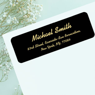 Create Custom Black Golden Elegant Return Address
