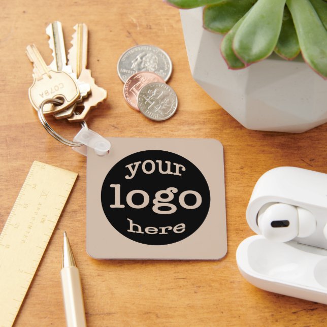 Create Custom Business Logo QR Code Coffee Brown Key Ring (Desk)