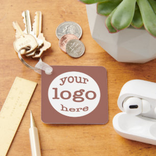 Create Custom Business Logo QR Code Rust Brown Key Ring