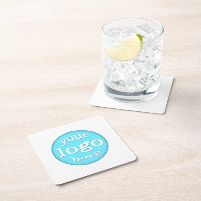 Create Custom Business Office Company Cafe Logo Square Paper Coaster (Insitu)