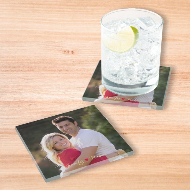 Create Custom Couple Newlywed Photo Glass Coaster (Create Custom Couple Newlywed Photo Glass Coaster)