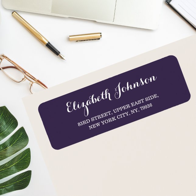 Create Custom Elegant Dark Purple Return Address (Create Custom Elegant Dark Purple Return Address Label)