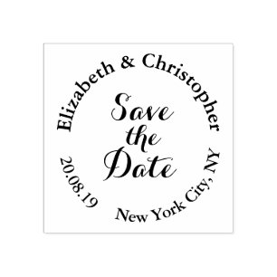 Create Custom Elegant Modern Save the Date Wedding Rubber Stamp