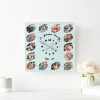 Create Custom Family Photo Collage Light Aqua Blue