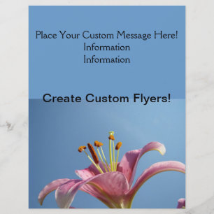 Create Custom Flyers! Pink Lily Flower Blue Sky Flyer