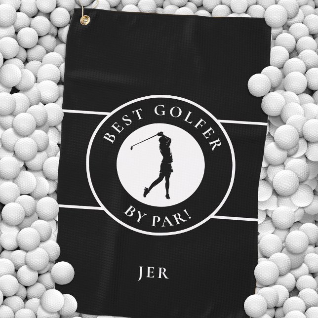 Create Custom Fun Golf Lover Modern Golfer Black Towel (Creator Uploaded)