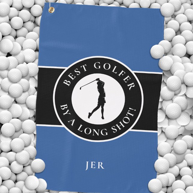 Create Custom Fun Golf Lover Modern Golfer Blue Golf Towel (Creator Uploaded)