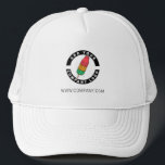 Create Custom Logo Brand Business Employee Swag Trucker Hat<br><div class="desc">Add your brand logo and custom text to this trucker hat that's perfect for creating brand awareness or as an advertising medium. Available in other colours and sizes. No minimum order quantity and no setup fee.</div>