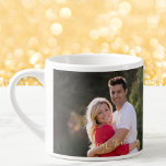 Create Custom Personalised 2 Photo Text Monogram Espresso Cup<br><div class="desc">Create your own custom, personalised, microwave and dishwasher safe, strong, ceramic photo espresso mug, featuring elegant faux gold typography script, and two photos (one on each side). To personalise, simply add your favourite family / couple / kids / baby / pets / wedding / travel photo to both sides of...</div>