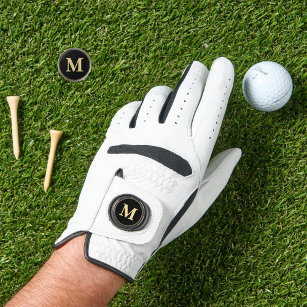 Create Custom Personalised Black Gold Monogrammed Golf Glove