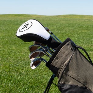 Create Custom Personalised Black White Monogrammed Golf Head Cover