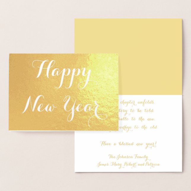 Create Custom Personalised Happy New Year Greeting Foil Card (Display)