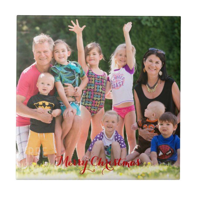 Create Custom Personalised Photo Holiday Christmas Tile (Front)