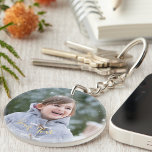 Create Custom Personalised Photo Keychain Keyring<br><div class="desc">Create your own custom, personalised, ultra-durable round acrylic photo keychain / keyring. Simply add your photos and text to the front and back, to customise. While you add / design, you'll be able to see a preview of your creation, throughout. The keyring features text in elegant faux gold typography script....</div>