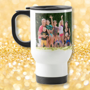 Create Custom Personalised Photo Text White Steel Travel Mug