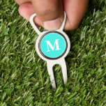 Create Custom Personalised Teal White Monogrammed Divot Tool<br><div class="desc">Custom, personalised, modern white monogram monogrammed on teal background, golf bartender divot tool with ball marker and bottle opener, made of a durable metal construction and featuring a magnetic ball marker slot that holds a ball marker securely in place. Simply type in your initials / monogram, to customise. Make a...</div>