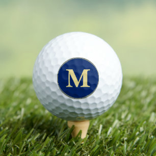 Create Custom Personalized Navy Blue Gold Monogram Golf Balls