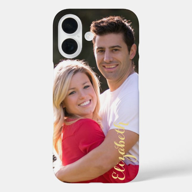 Create Custom Photo Gold Monogram Stylish Slim Fit Case-Mate iPhone Case (Back)