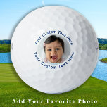 Create Custom Photo Golfer Blue Personalised Text Golf Balls<br><div class="desc">Introducing our modern and stylish golf balls that you can personalise to your liking! These golf balls make for the perfect golfer gifts, whether it's for your dad, grandpa, mum, or even from your furry friend, with the option to add a picture of your pet or dog. Our create your...</div>