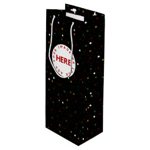 Create Custom Photo or Logo Modern Black Christmas Wine Gift Bag