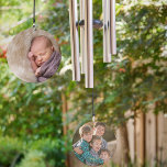 Create Custom Photo Soothing Sound Garden Outdoor Wind Chime<br><div class="desc">Create your own custom, personalised, beautiful elegant faux gold script / calligraphy / typography / font text, durable metal, garden / porch / balcony / window / outdoor spaces musical photo wind chime featuring a dark grey metal canopy for durability, and five bright aluminium tubes producing a gentle, soothing sound....</div>
