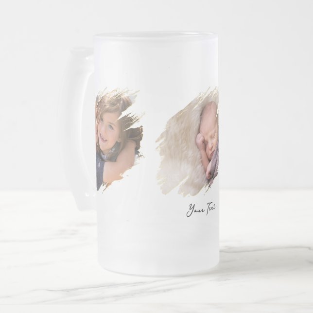 Create Custom Photo Text Frosted Glass Beer Mug (Front Left)