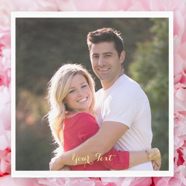 Create Custom Photo Text Party Lunch Paper Napkins (Create Custom Party Luncheon Photo Paper Napkins)