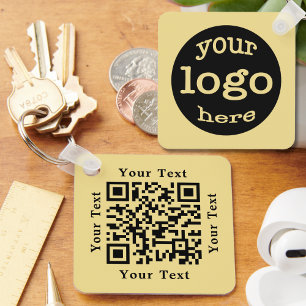 Create Custom QR Code Business Company Logo Gold Key Ring