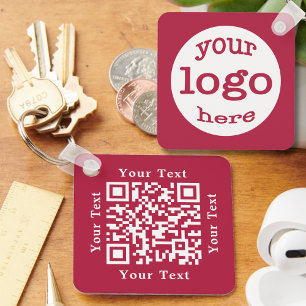 Create Custom QR Code Text Business Company Logo Key Ring
