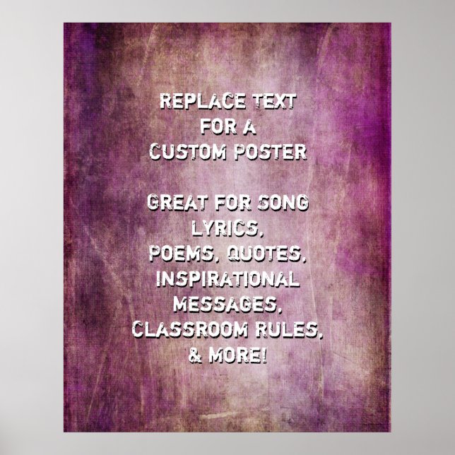 Create Custom Quote Brown Raspberry Grunge Texture Poster (Front)