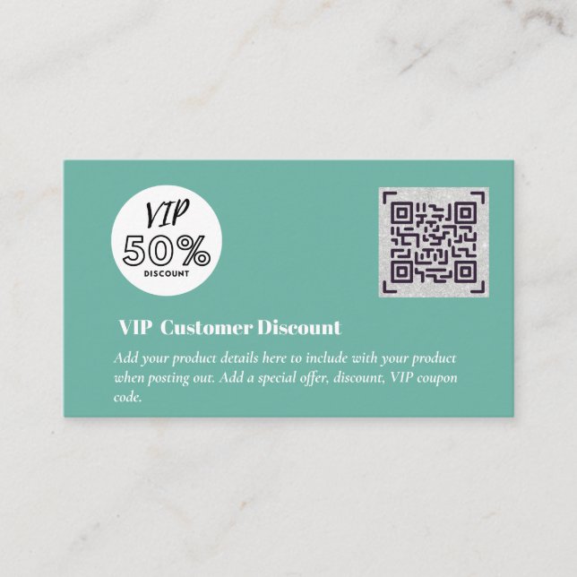 Create Customer VIP Discount Packaging QR Codes Enclosure Card (Front)