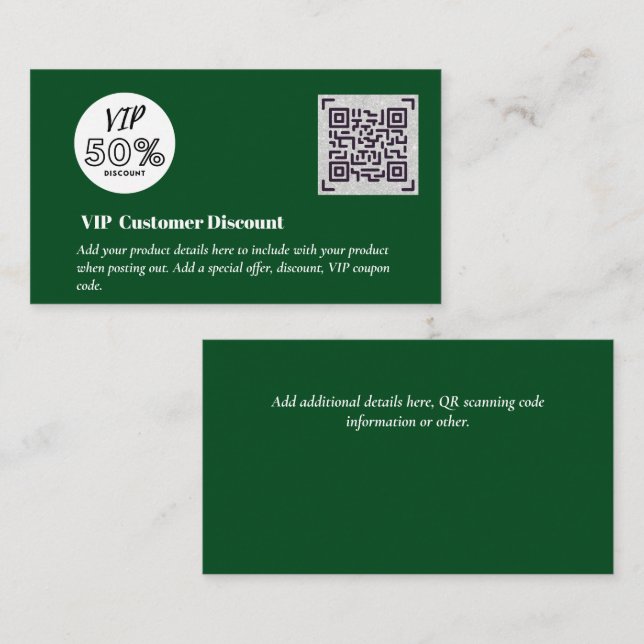 Create Customer VIP Discount Packaging QR Codes Enclosure Card (Front/Back)