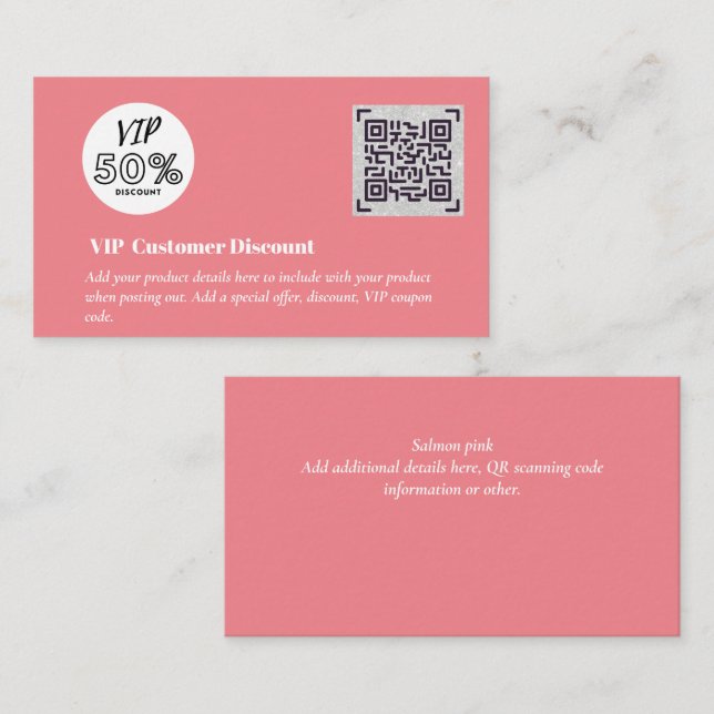 Create Customer VIP Discount Packaging QR Codes Enclosure Card (Front/Back)