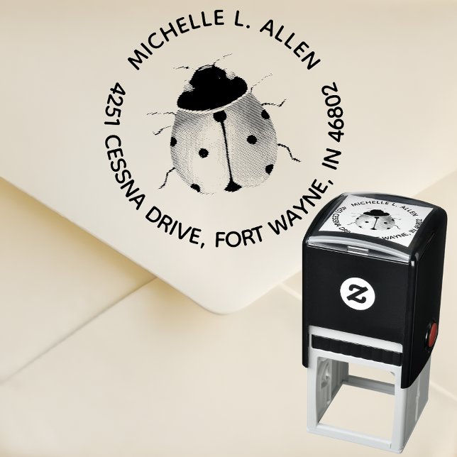 Create Cute Ladybug Round Return Address Stamp (Stamp it Cute, Send it Sweet! 🐞✉️)