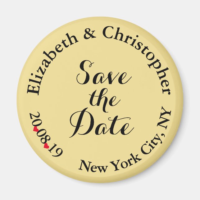 Create Elegant Black Gold Wedding Save the Date Magnet (Front)