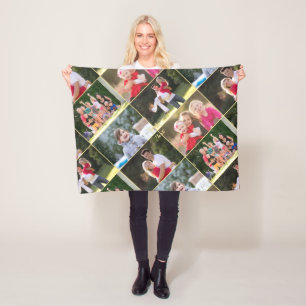 Create Family Kids Pets Wedding 5 Photo Collage Fleece Blanket