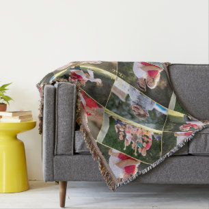 Create Family Kids Pets Wedding 5 Photo Collage Throw Blanket
