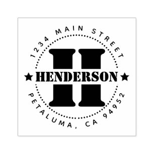 Create Family Name Letter Return Address Rubber Stamp