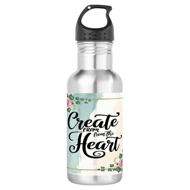Create From The Heart 3 water bottle (Front)
