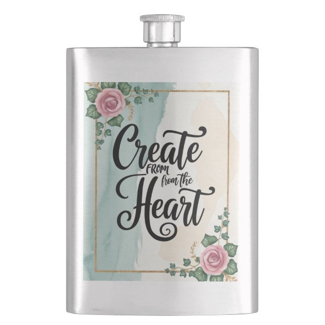 Create From The Heart option 3 Hip Flask (Front)