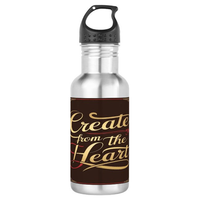 Create From The Heart water bottle (Front)